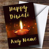 Golden Brown Candle Personalised Diwali Card