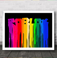 Roblox Rainbow Paint Style Drip Children S Kids Wall Art Print The Card Zoo - disco rainbow fro roblox