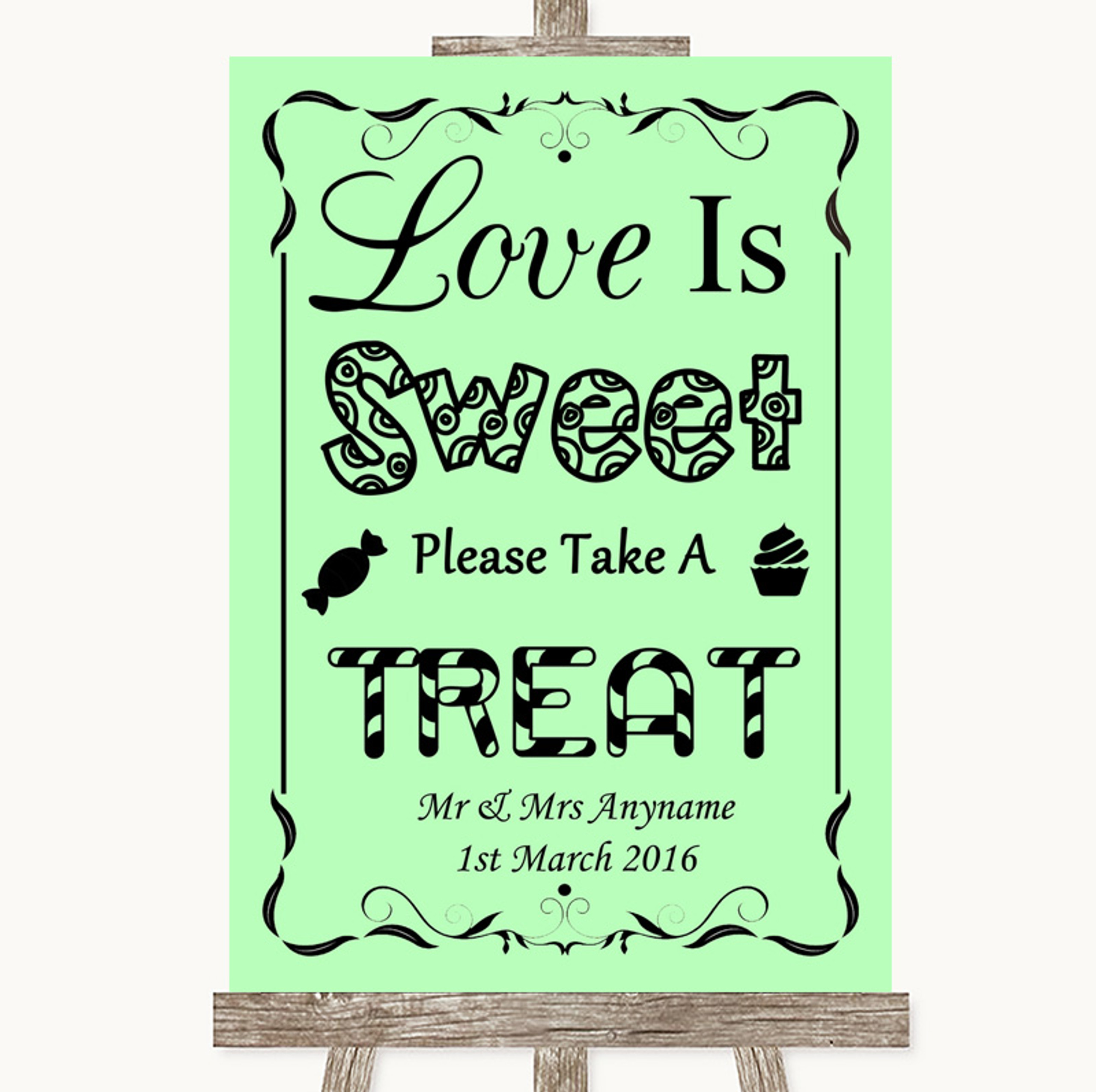Chalk Sketch Love Is Sweet Take A Treat Candy Buffet Personalised Wedding Sign The Card Zoo