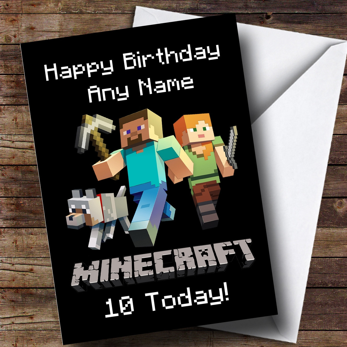 Minecraft Alex Splatter Art Children's Kids Personalised Birthday Card ...