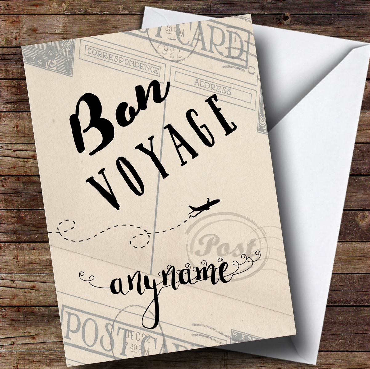 Personalised Bon Voyage Journey World Plane Bon Voyage Travel Card ...
