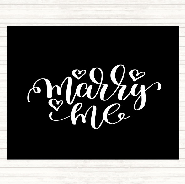 Black White Marry Me Quote Mouse Mat Pad