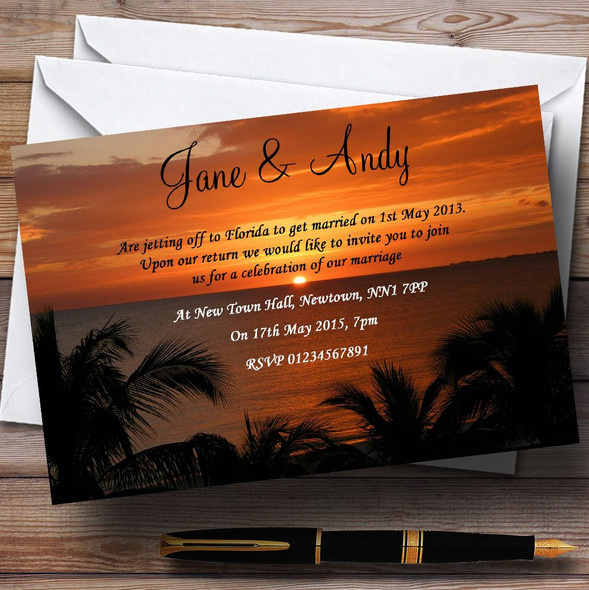 Florida Sunset  Personalised Wedding Invitations