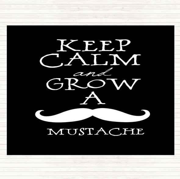 Black White Mustache Keep Calm Quote Mouse Mat Pad