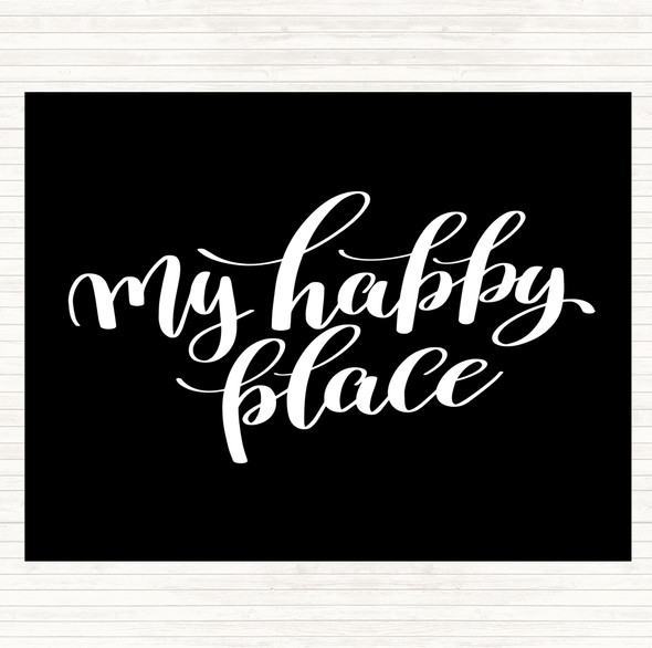 Black White My Happy Place Quote Mouse Mat Pad