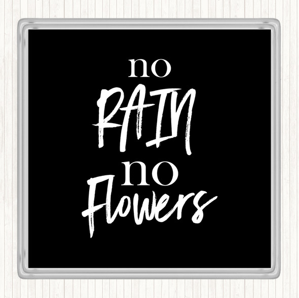 Black White No Rain Quote Drinks Mat Coaster