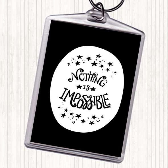 Black White Nothing Impossible Unicorn Quote Bag Tag Keychain Keyring