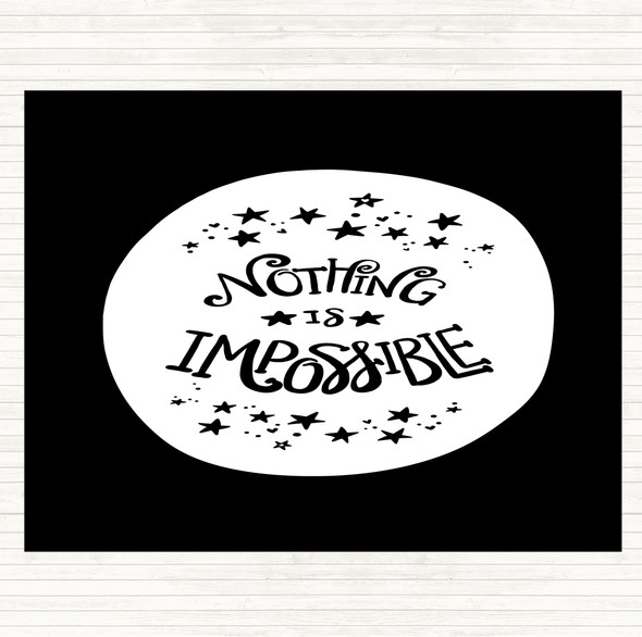 Black White Nothing Impossible Unicorn Quote Dinner Table Placemat