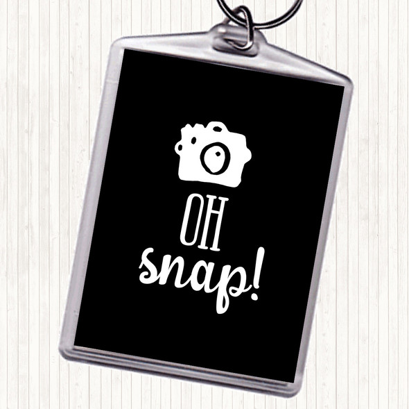 Black White Oh Snap Quote Bag Tag Keychain Keyring