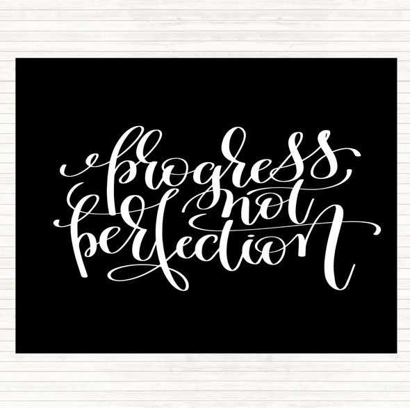 Black White Progress Not Perfection Quote Mouse Mat Pad