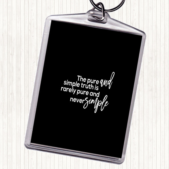 Black White Pure And Simple Quote Bag Tag Keychain Keyring