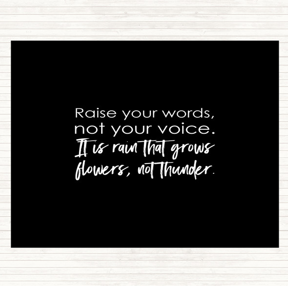 Black White Raise Your Words Quote Dinner Table Placemat