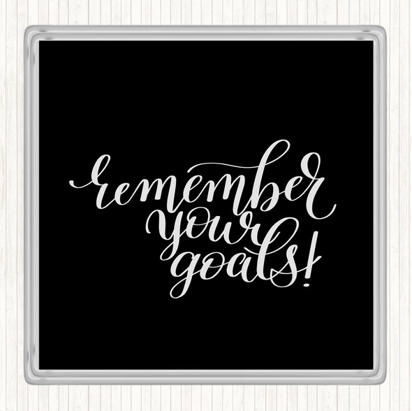 Black White Remember Your Goals Quote Drinks Mat Coaster