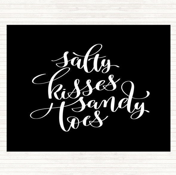 Black White Salty Kisses Sandy Toes Quote Mouse Mat Pad