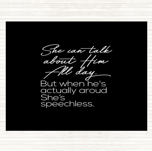 Black White She Can Talk Quote Mouse Mat Pad