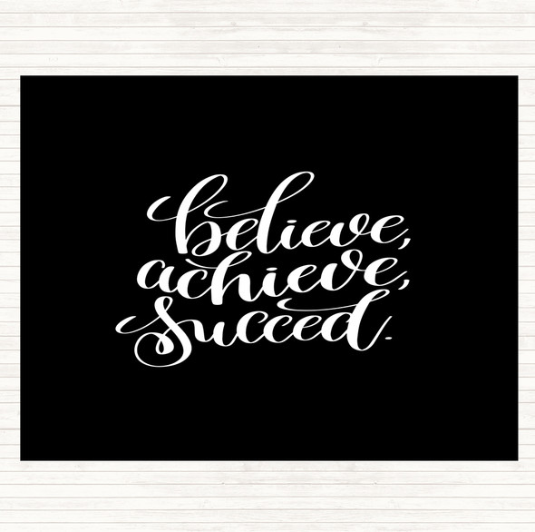 Black White Believe Achieve Succeed Quote Mouse Mat Pad