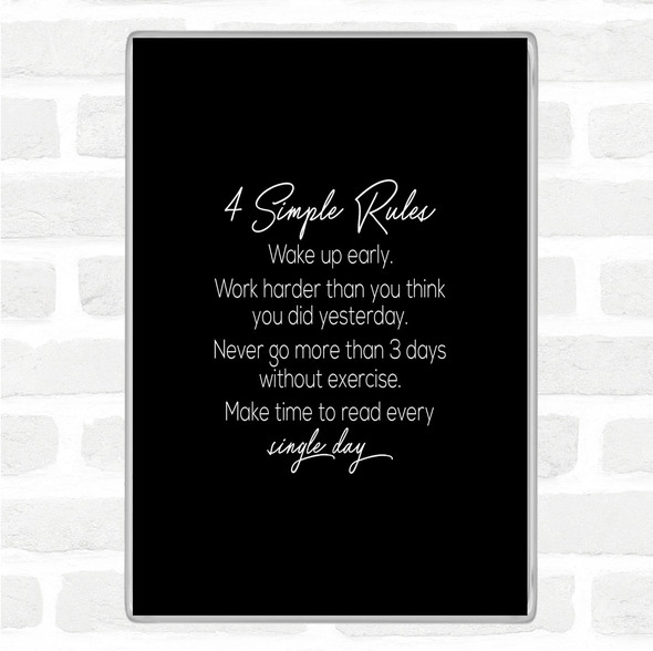 Black White 4 Simple Rules Quote Jumbo Fridge Magnet