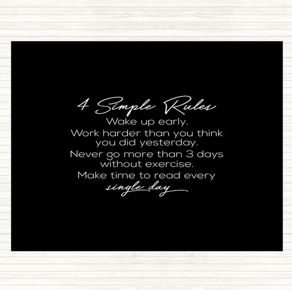 Black White 4 Simple Rules Quote Mouse Mat Pad