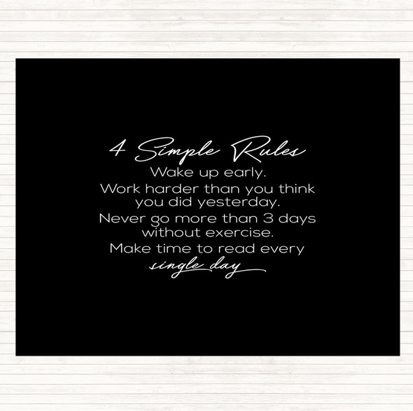 Black White 4 Simple Rules Quote Dinner Table Placemat