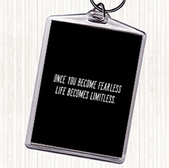 Black White Become Fearless Quote Bag Tag Keychain Keyring