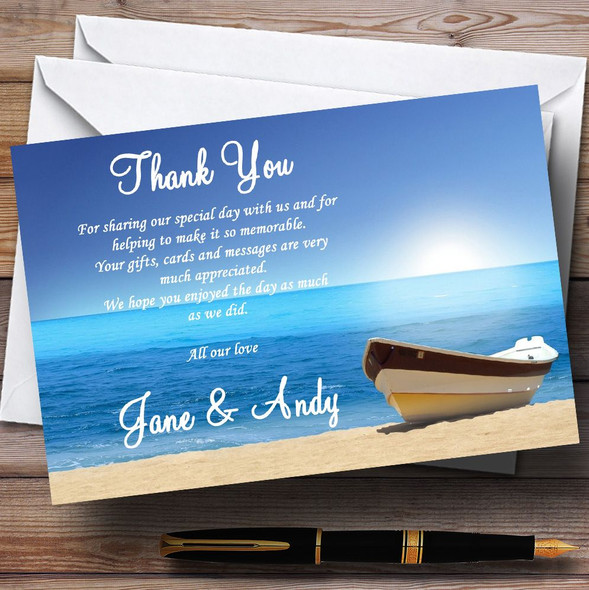 Beach Married Abroad / Jetting Off Personalised Wedding Thank You Cards