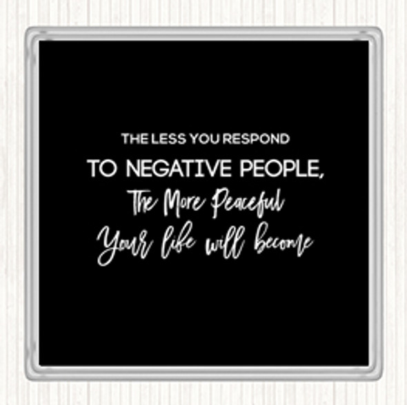 Black White The Less You Respond Quote Drinks Mat Coaster
