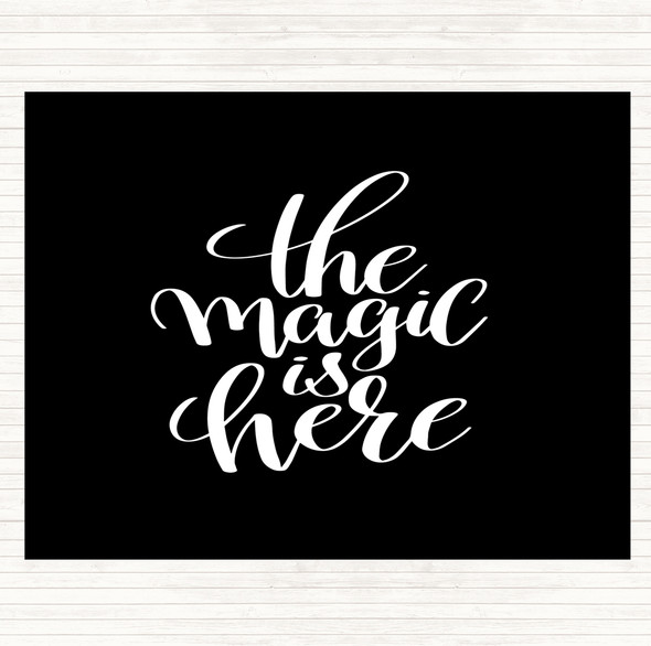 Black White The Magic Is Here Quote Mouse Mat Pad