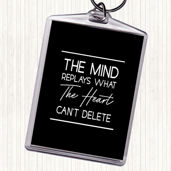 Black White The Mind Replays Quote Bag Tag Keychain Keyring