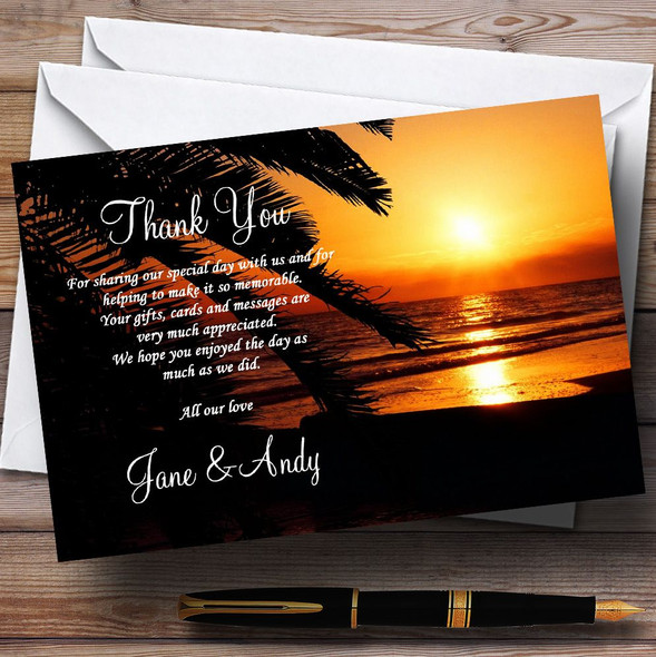 Gorgeous Florida Sunset Beach Personalised Wedding Thank You Cards