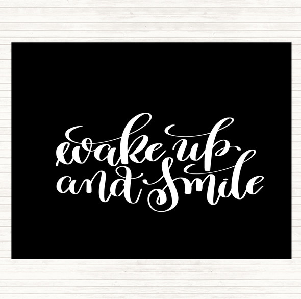 Black White Wake Up Smile Quote Mouse Mat Pad