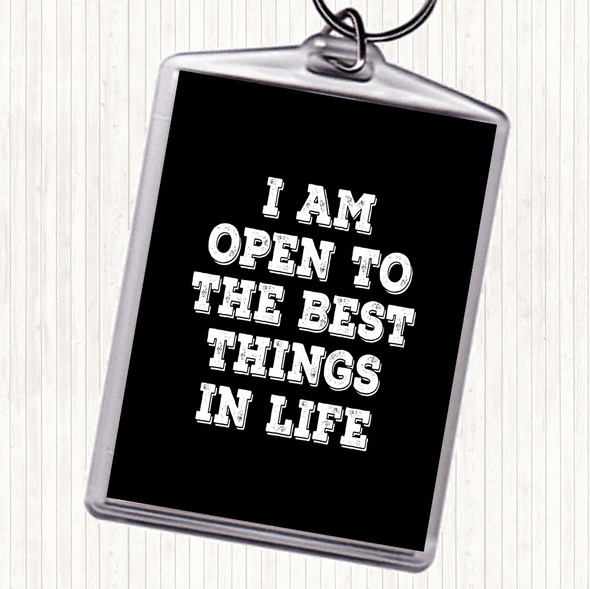 Black White Best Things In Life Quote Bag Tag Keychain Keyring