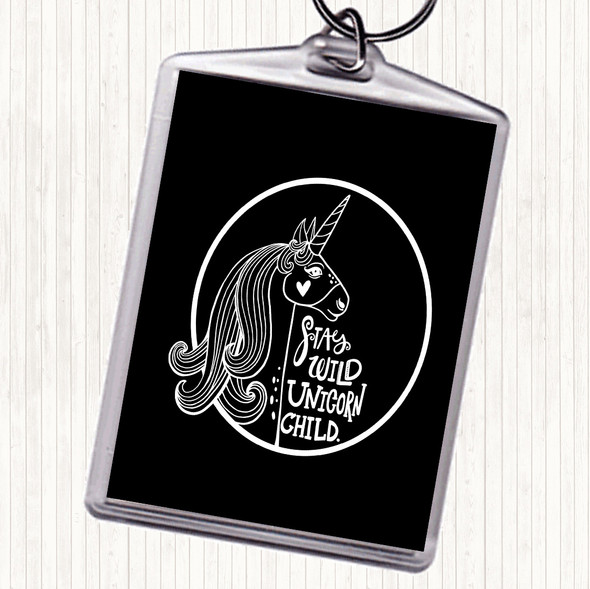 Black White Wild Unicorn Quote Bag Tag Keychain Keyring