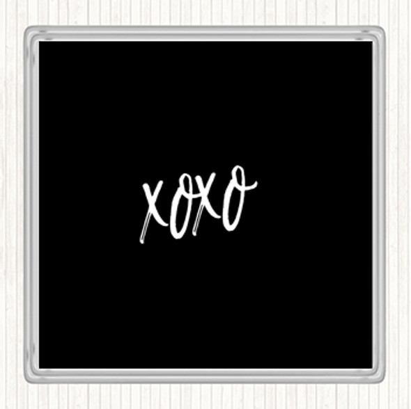 Black White Xoxo Quote Drinks Mat Coaster