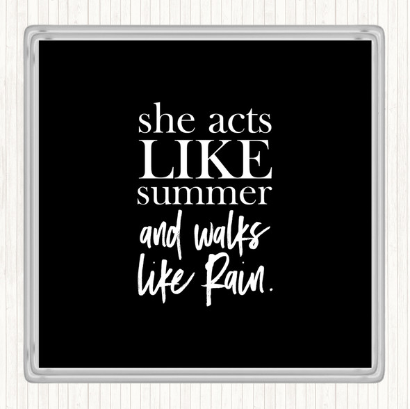 Black White Acts Like Summer Quote Drinks Mat Coaster