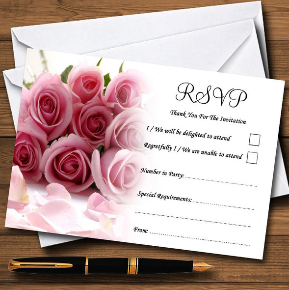 Baby Pink Roses Personalised RSVP Cards