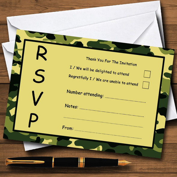 Army Troops Camouflage Personalised RSVP Cards