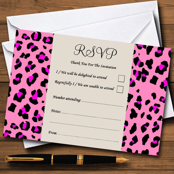 Funky Pink Leopard Print Personalised RSVP Cards