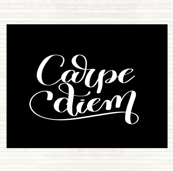 Black White Carpe Diem Swirl Quote Mouse Mat Pad