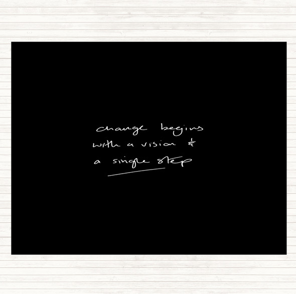 Black White Change Simple Step Quote Dinner Table Placemat