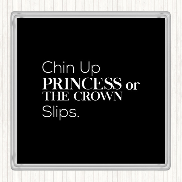 Black White Chin Up Quote Drinks Mat Coaster