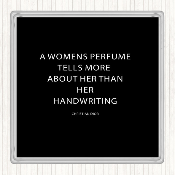 Black White Christian Dior Woman's Perfume Quote Drinks Mat Coaster