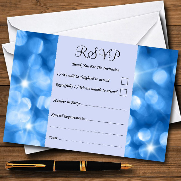 Twinkling Blue Lights Personalised RSVP Cards