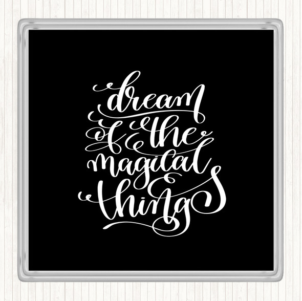 Black White Christmas Dream Magical Quote Drinks Mat Coaster