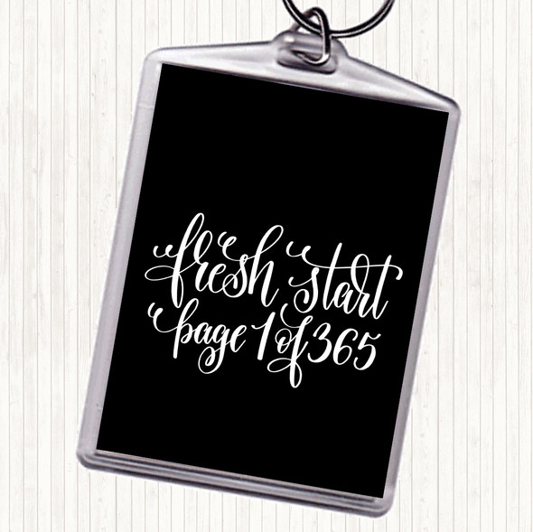 Black White Christmas Fresh Start Quote Bag Tag Keychain Keyring