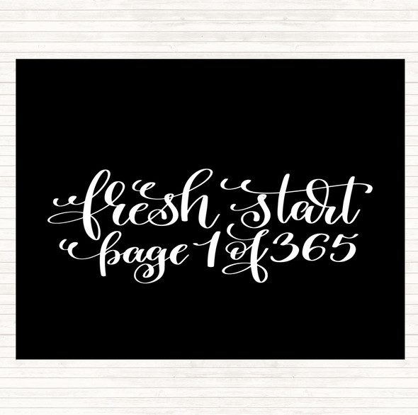 Black White Christmas Fresh Start Quote Dinner Table Placemat