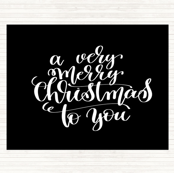 Black White Christmas Ha Very Merry Quote Mouse Mat Pad