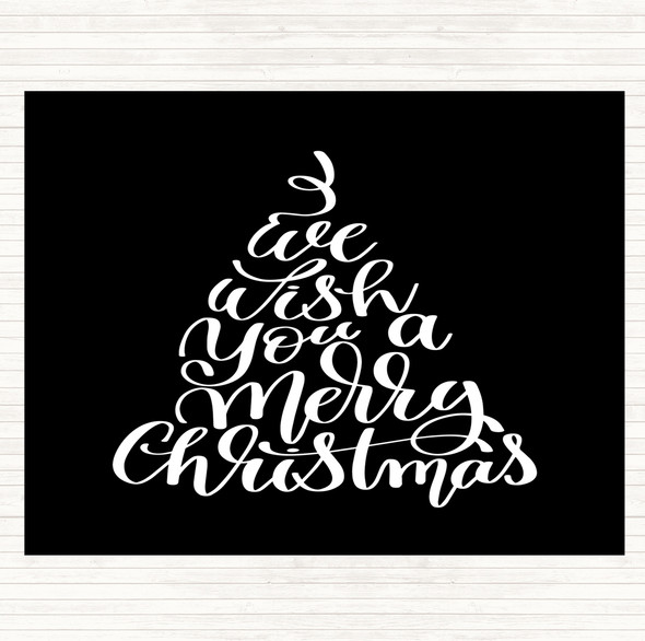 Black White Christmas I Wish You A Merry Xmas Quote Mouse Mat Pad