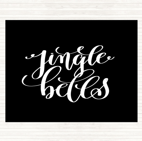 Black White Christmas Jingle Bells Quote Dinner Table Placemat