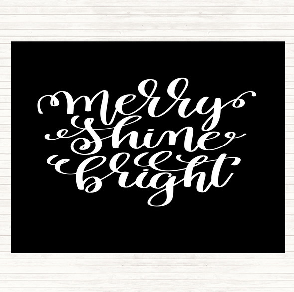 Black White Christmas Merry Shine Bright Quote Mouse Mat Pad