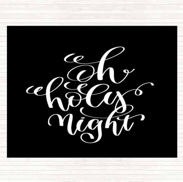 Black White Christmas Oh Holy Night Quote Mouse Mat Pad